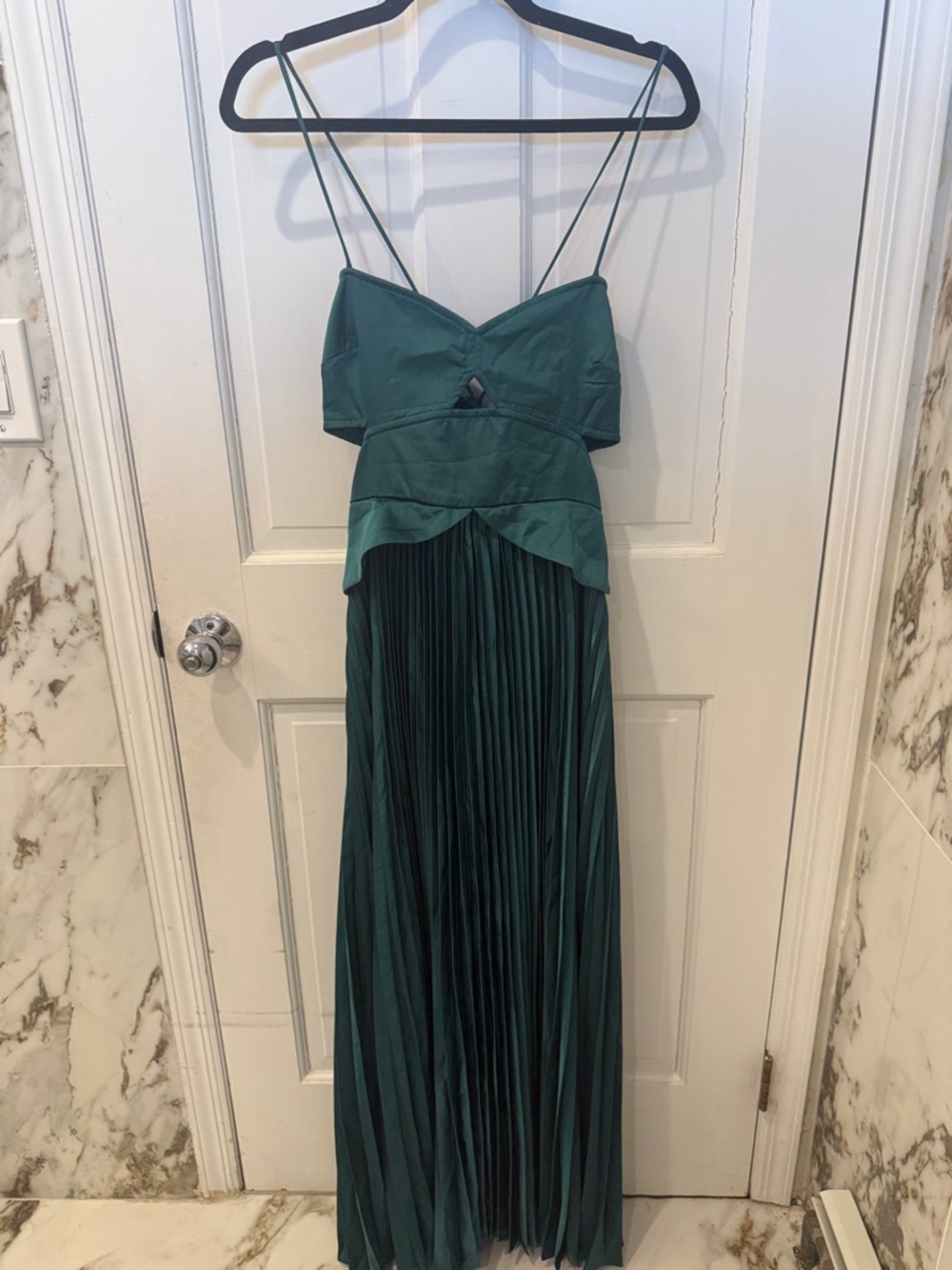 Teal Pleated Maxi Dress with Spaghetti Straps